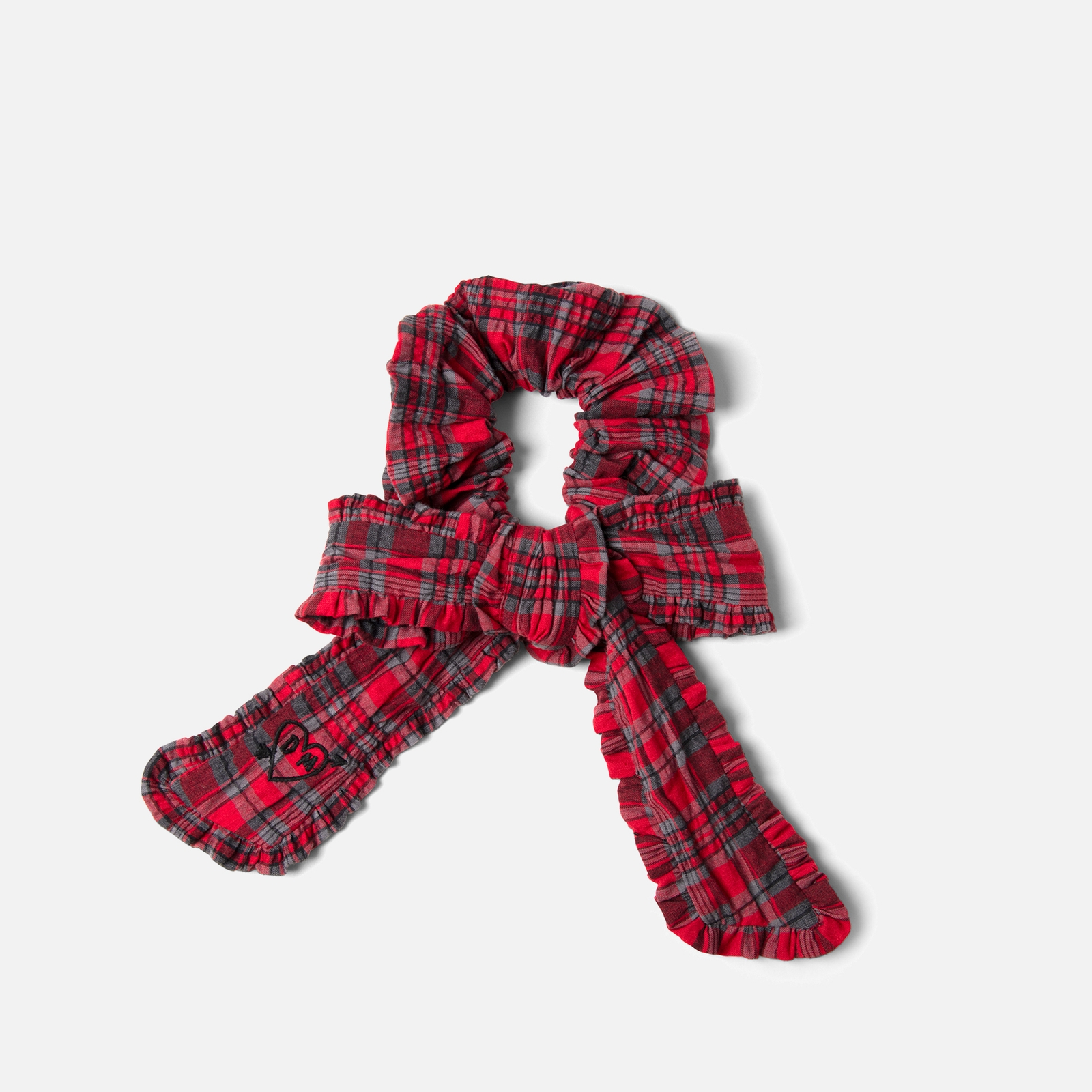 Damson Madder Women's Red Check Bow Scrunchie - Red