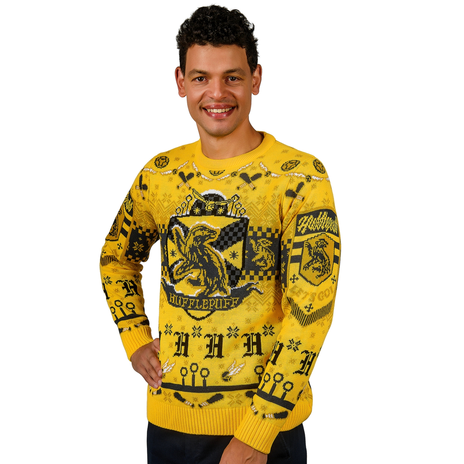 Harry Potter Hufflepuff Quidditch Knitted Christmas Jumper - M