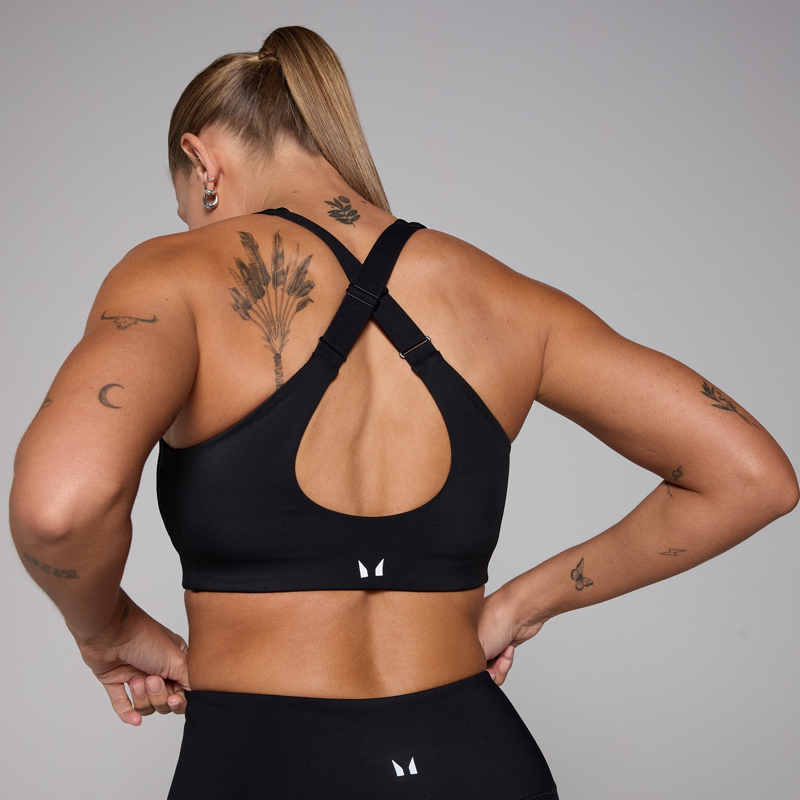 Thumbnail - MP Damen Verstellbarer Sport-BH mit auf dem Rücken gekreuzten Trägern – Schwarz - XS