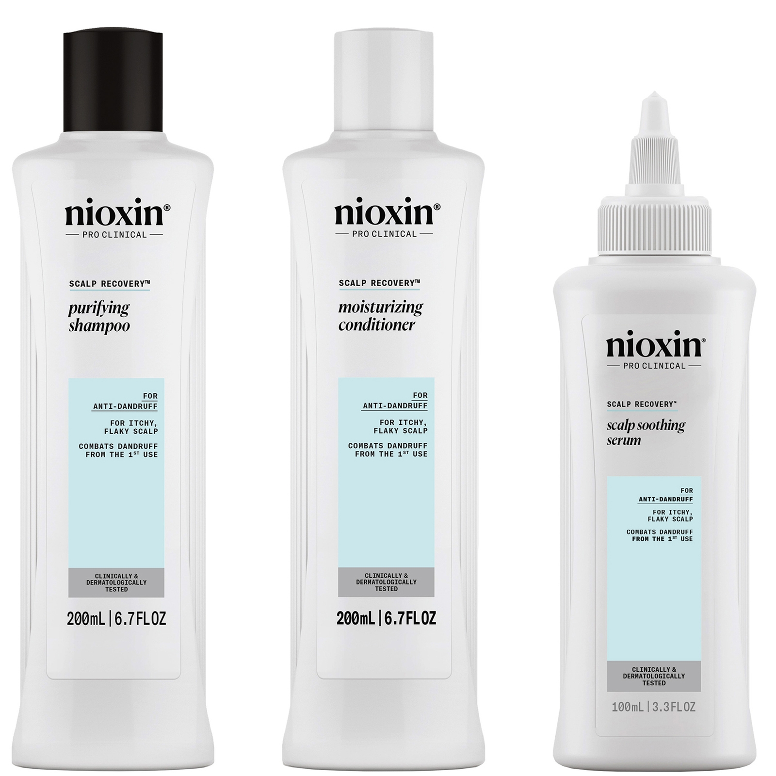 

NIOXIN Scalp Recovery System for Anti-Dandruff & Itchy Scalp Relief - Includes Shampoo, Conditioner and Serum