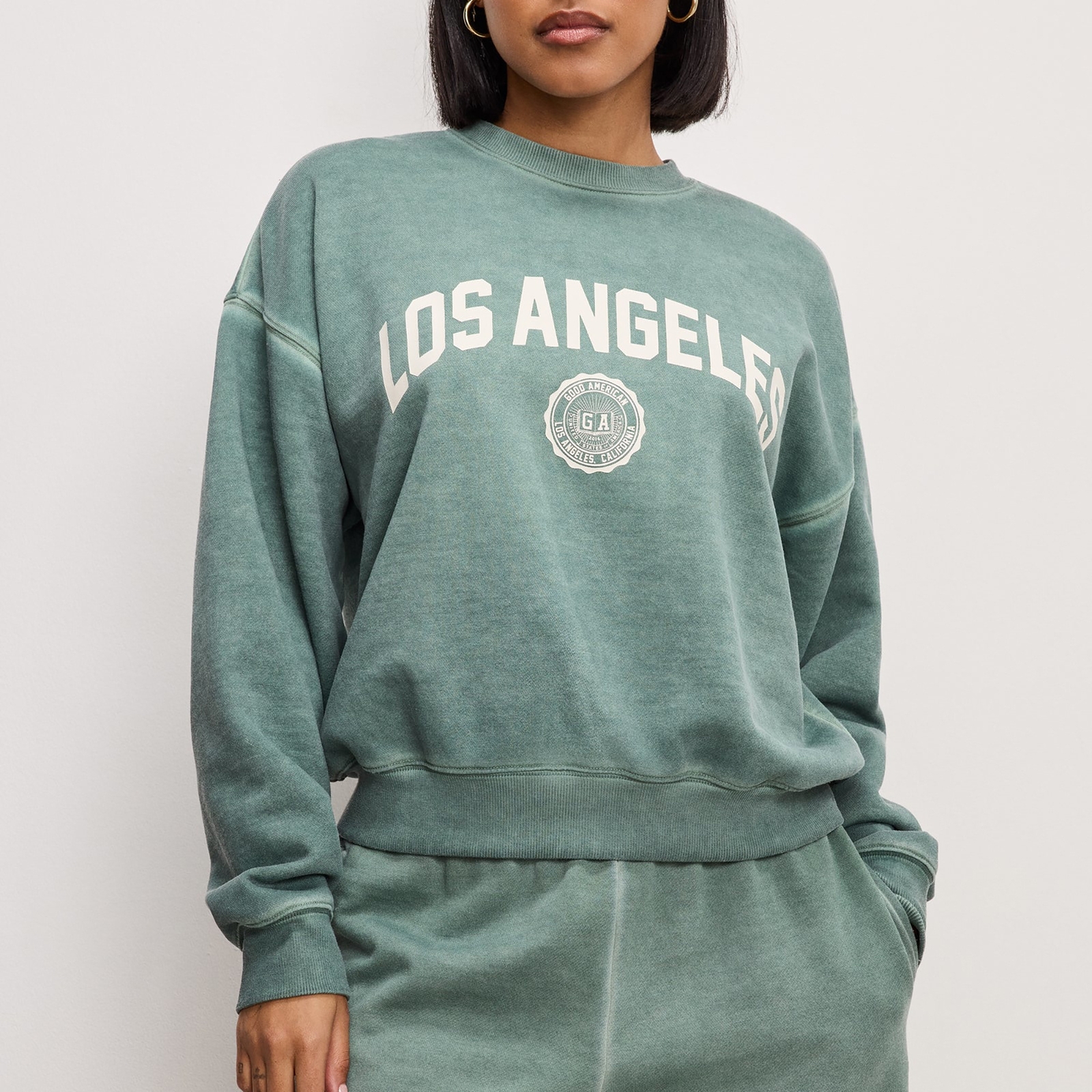 Good American Los Angeles Cotton-Blend Fleece Sweatshirt - L