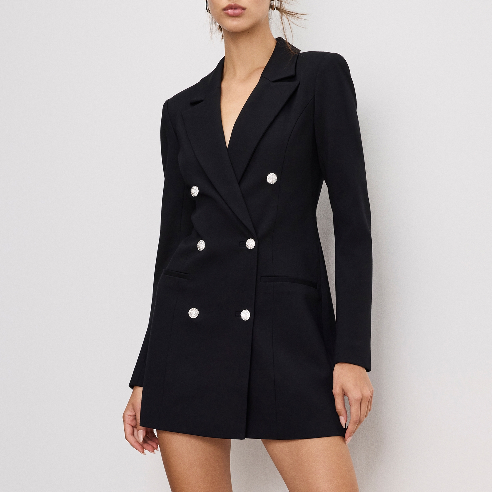 Good American Exec Embellished Ponte Blazer Dress - M