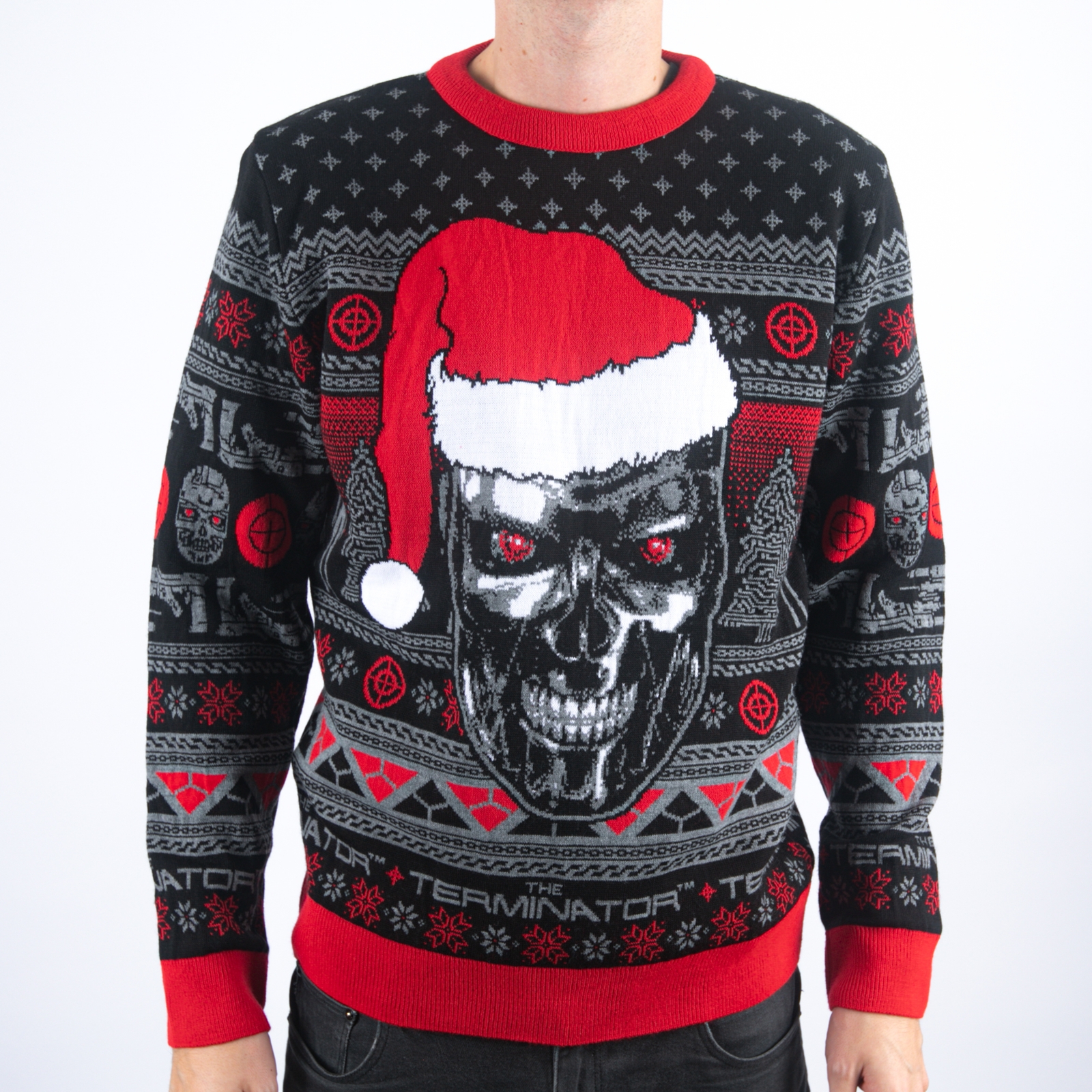 Terminator I'll Be Back… With Presents Knitted Christmas Jumper - M