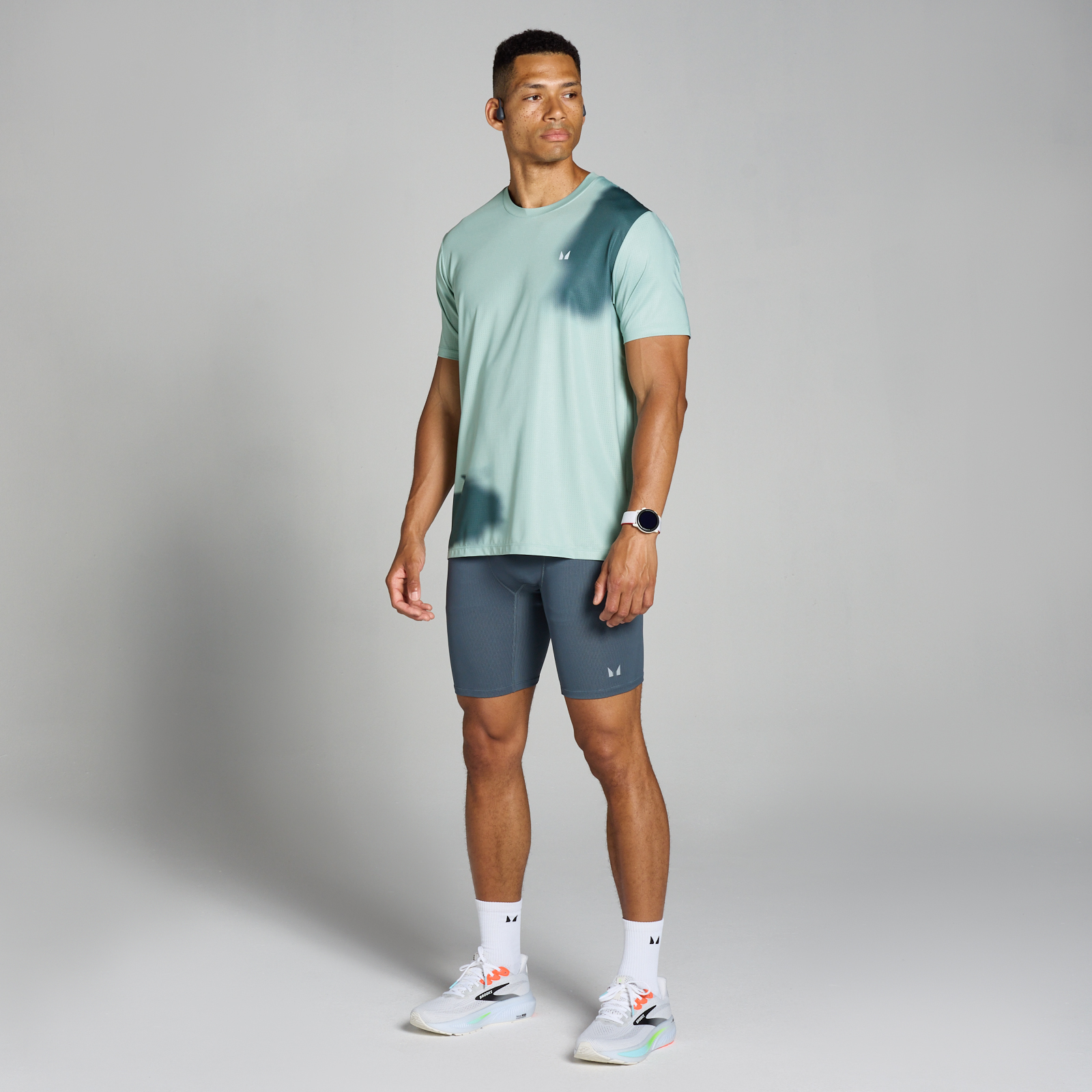 5059883372648 - Herren Velocity Netz-T-Shirt mit Aufdruck – Grauer Nebel - XL