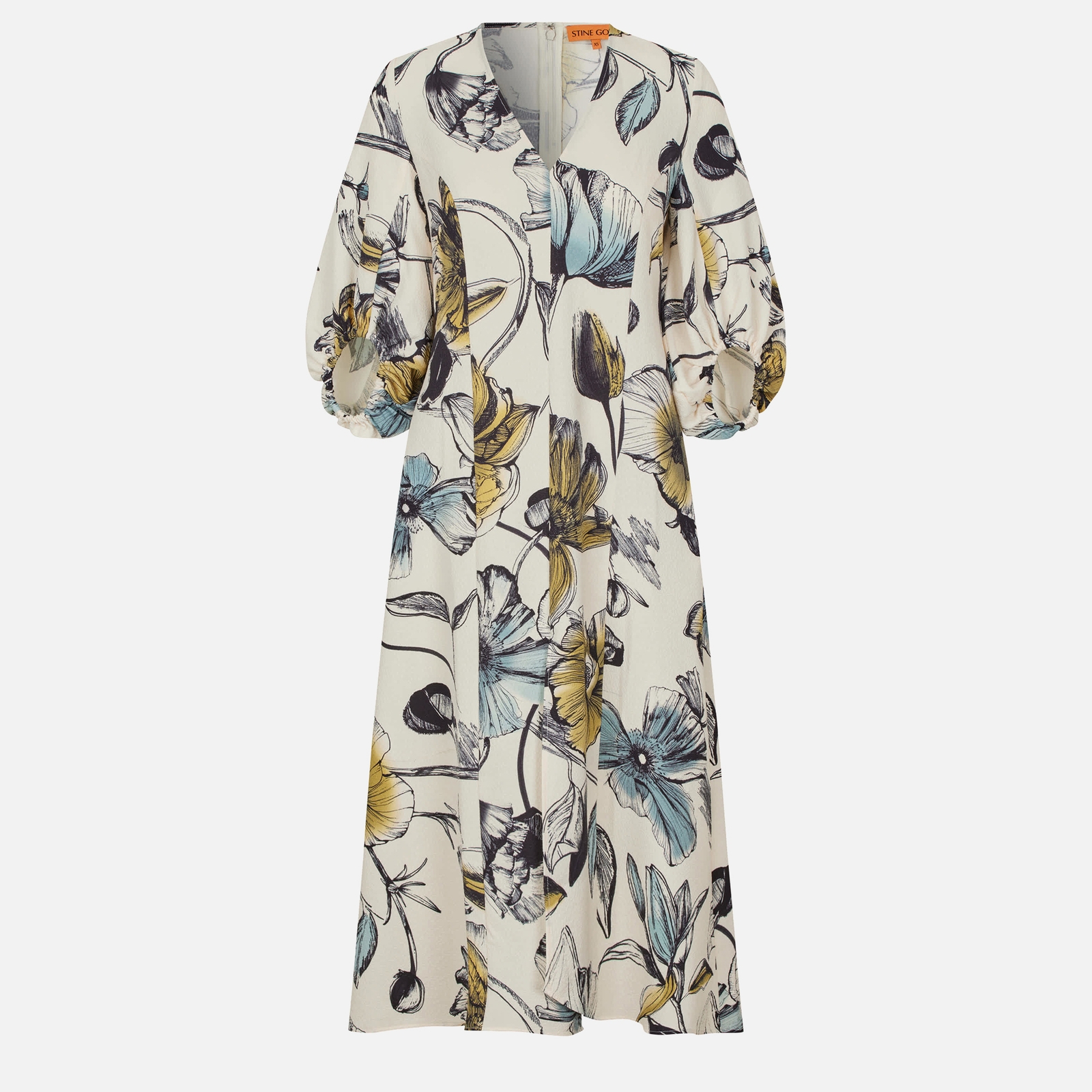Stine Goya Floral-Print Crepe Midi Dress - XL