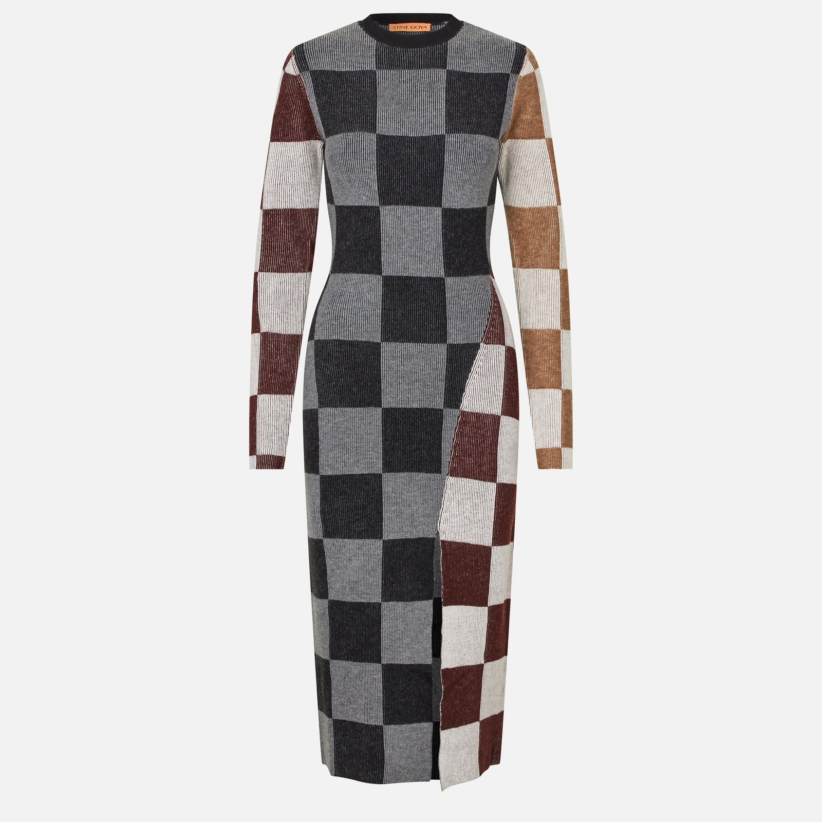 Stine Goya Checkered Knitted Midi Dress - XS