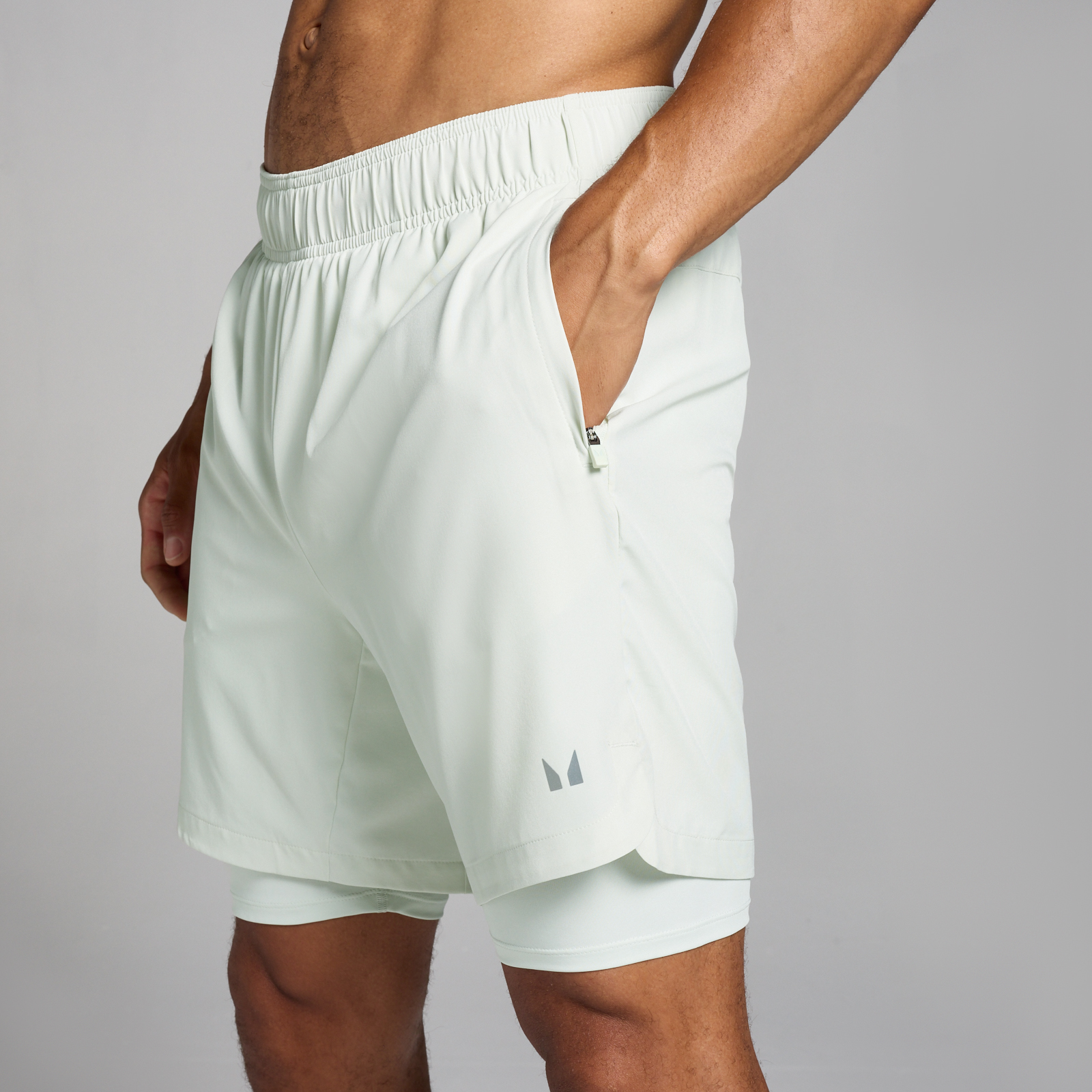 Thumbnail - MP Herren Training 2-in-1-Shorts – Misty Green - L