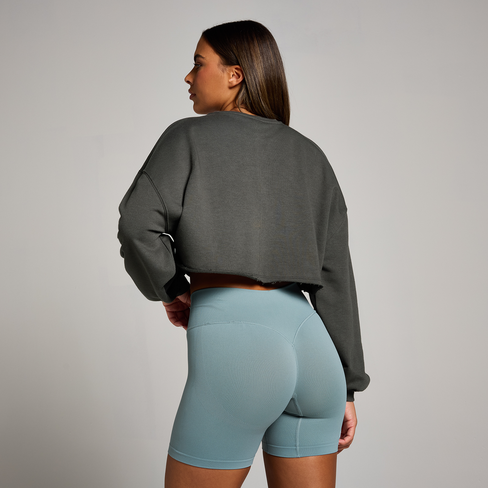 5059883381152 - Damen Tempo Lässiges Langärmeliges Crop-Top – Nachtgrau - S