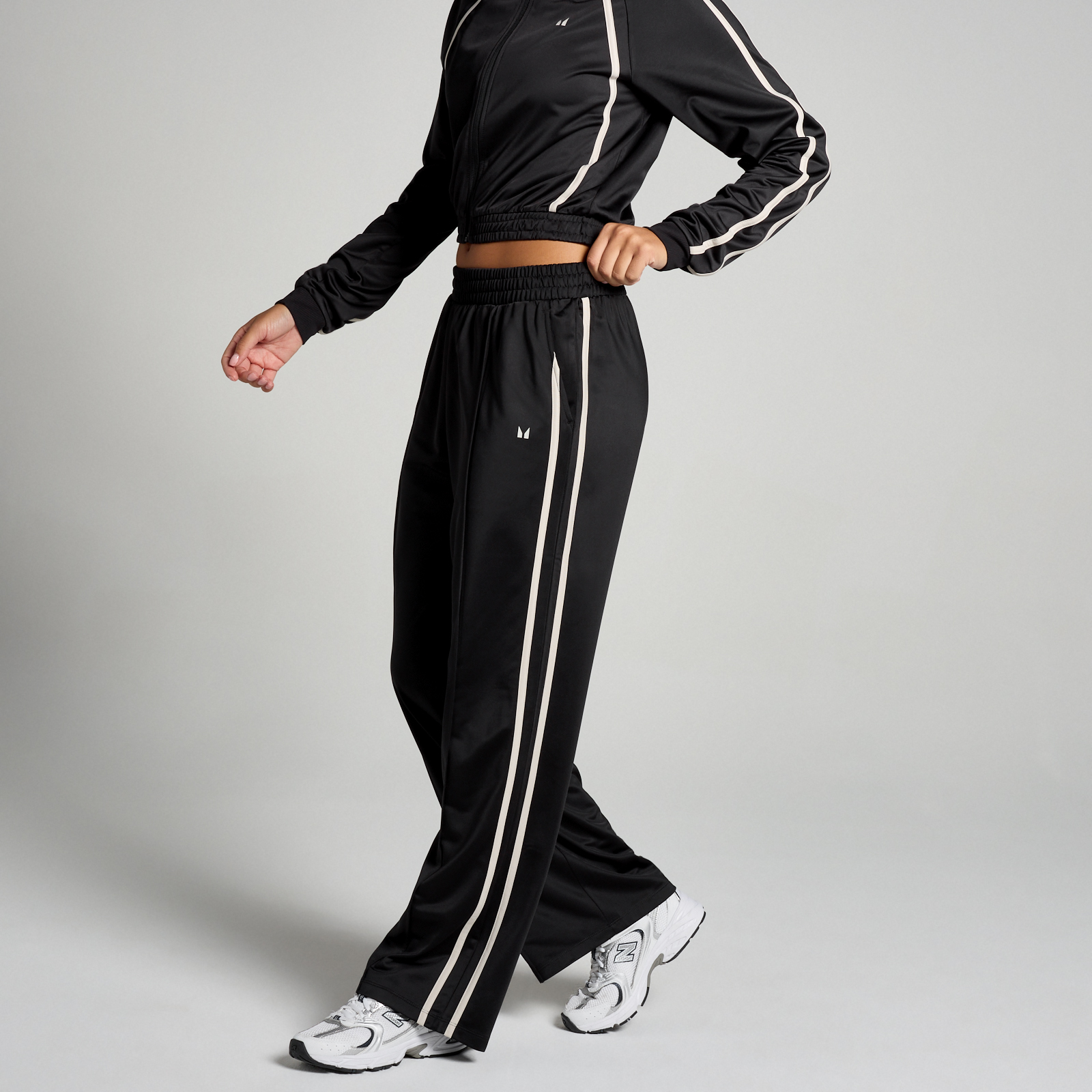 MP Women's Tricot Track Straight Leg Joggers - Black/White - XL
