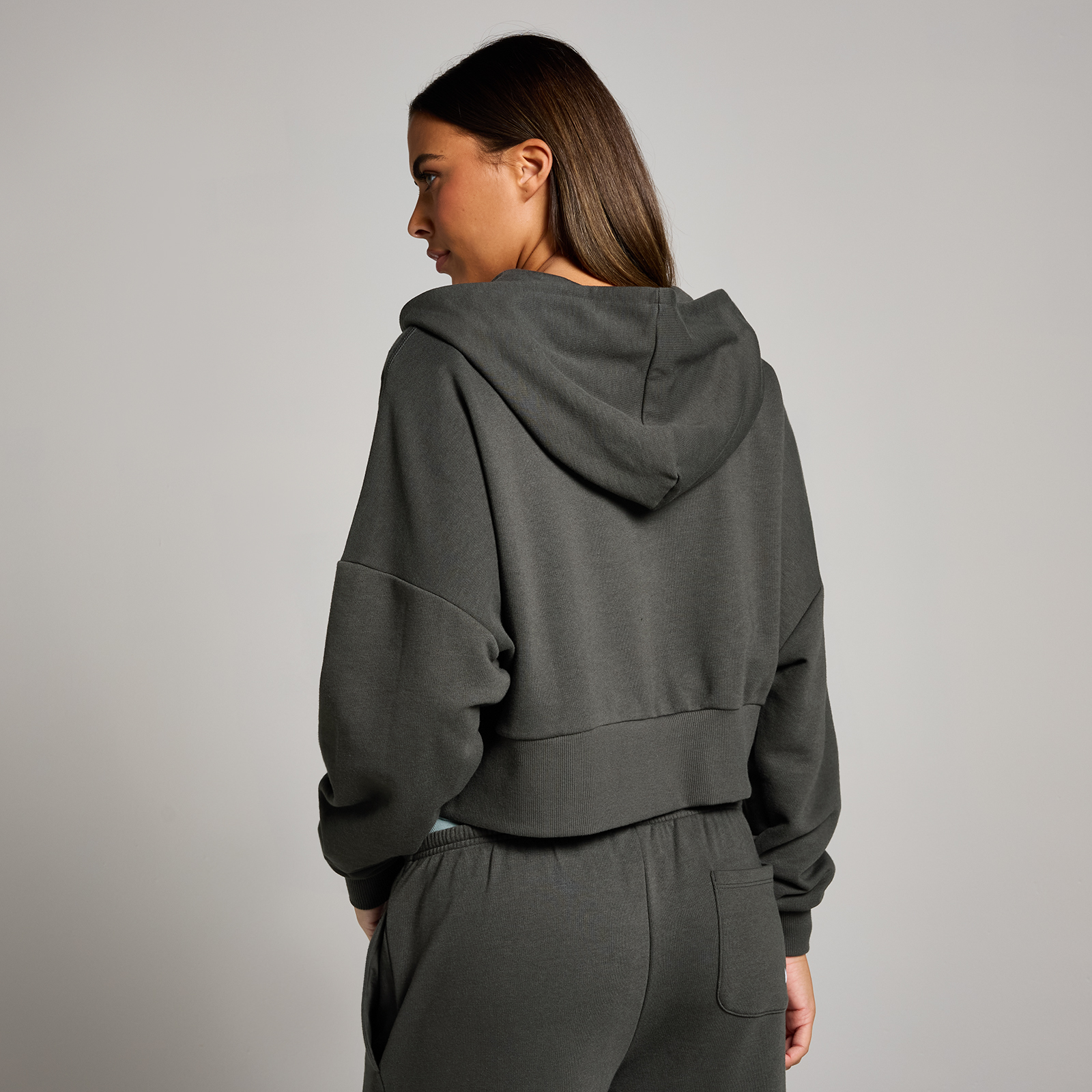 MP Damen Tempo Crop-Kapuzenpulli mit Durchgehendem Reißverschluss – Nachtgrau - XXL
