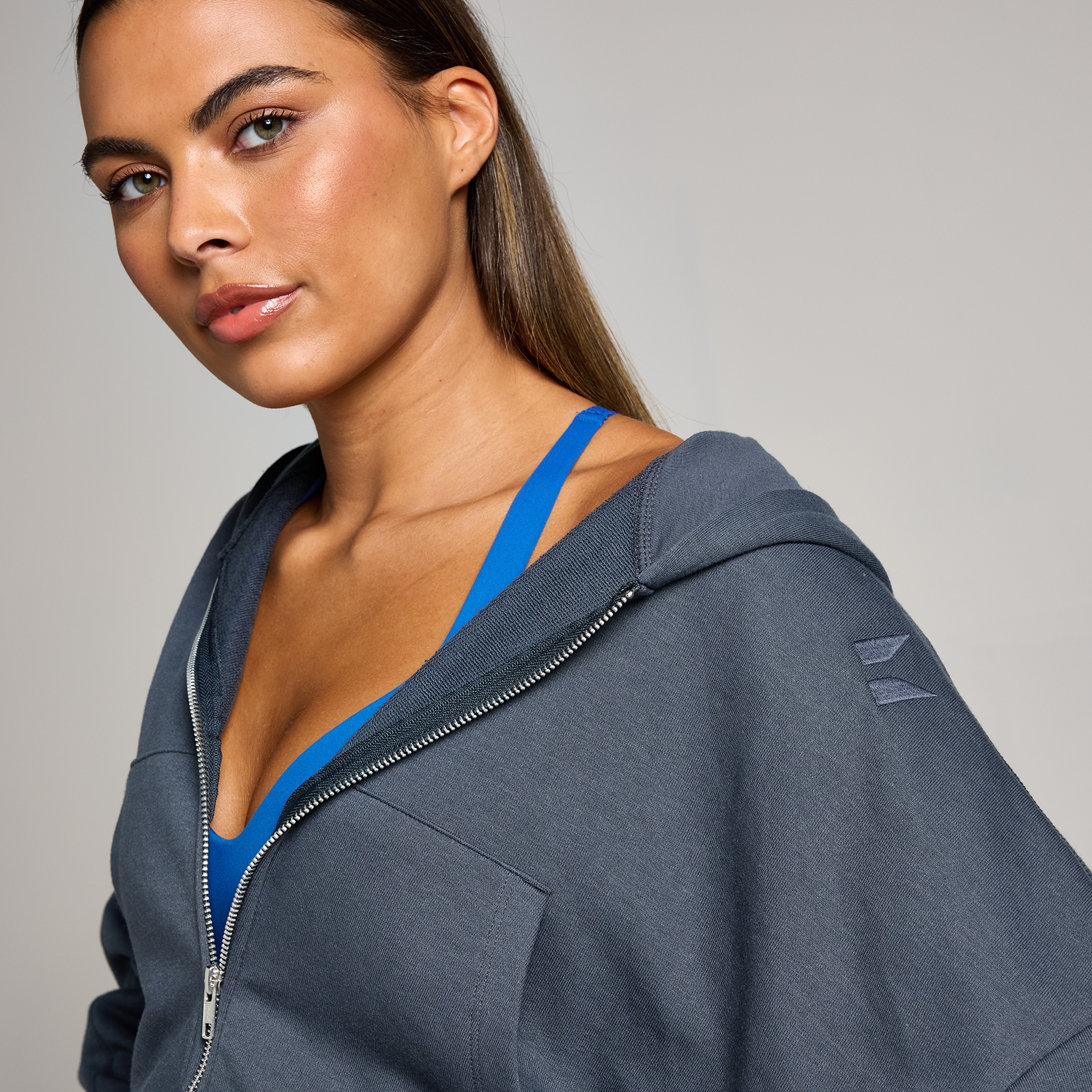 Thumbnail - MP Damen Tempo Crop-Kapuzenpulli mit Durchgehendem Reißverschluss – Mitternacht - XS
