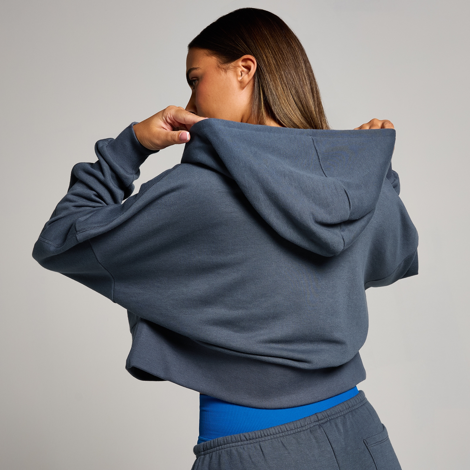 5059883380650 - Damen Tempo Crop-Kapuzenpulli mit Durchgehendem Reißverschluss – Mitternacht - XXL