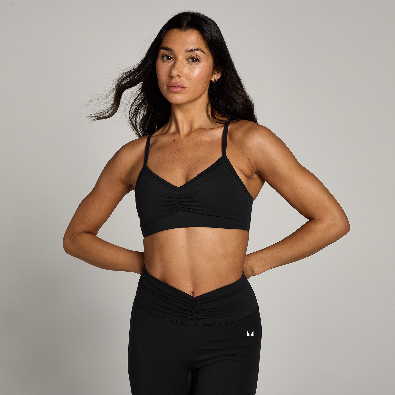 MP Women's Tempo Ruched Front Sports Bra - Black - XS