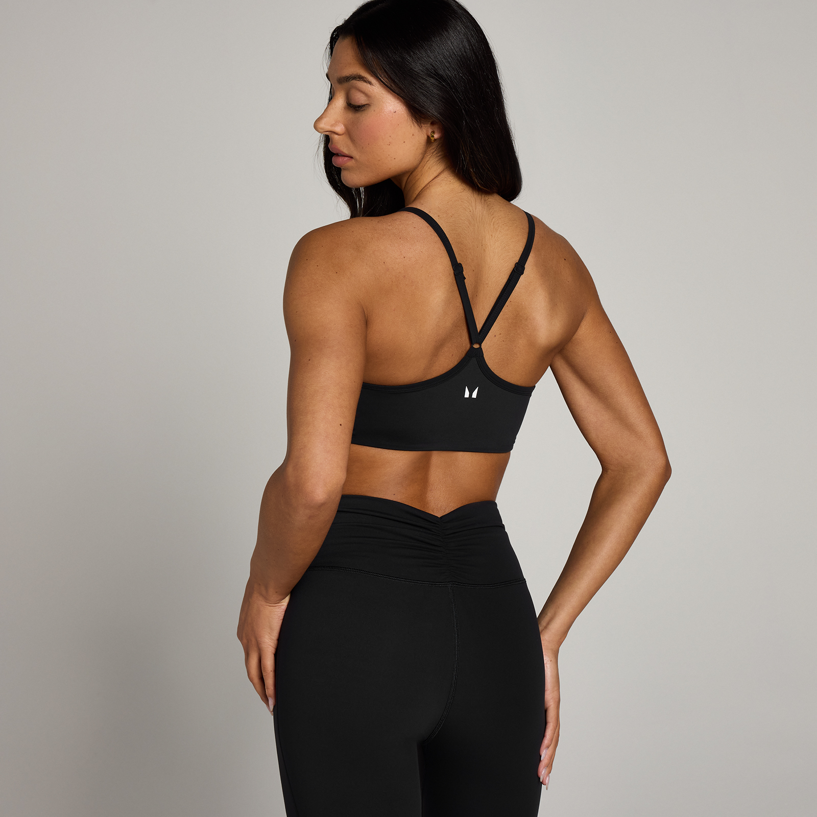 MP Damen Tempo Sport-BH mit geraffter Vorderseite – Schwarz - M