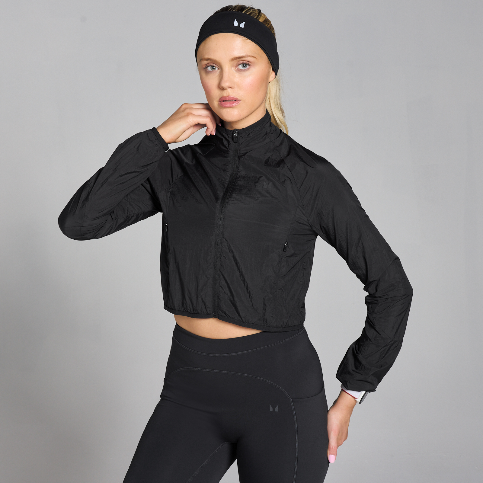 5059883379067 - Damen Velocity Slim Fit Crop-Windbreaker für Damen – Schwarz - M