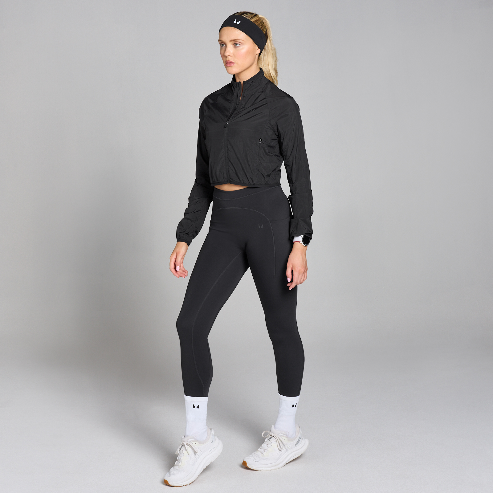 5059883379067 - Damen Velocity Slim Fit Crop-Windbreaker für Damen – Schwarz - M