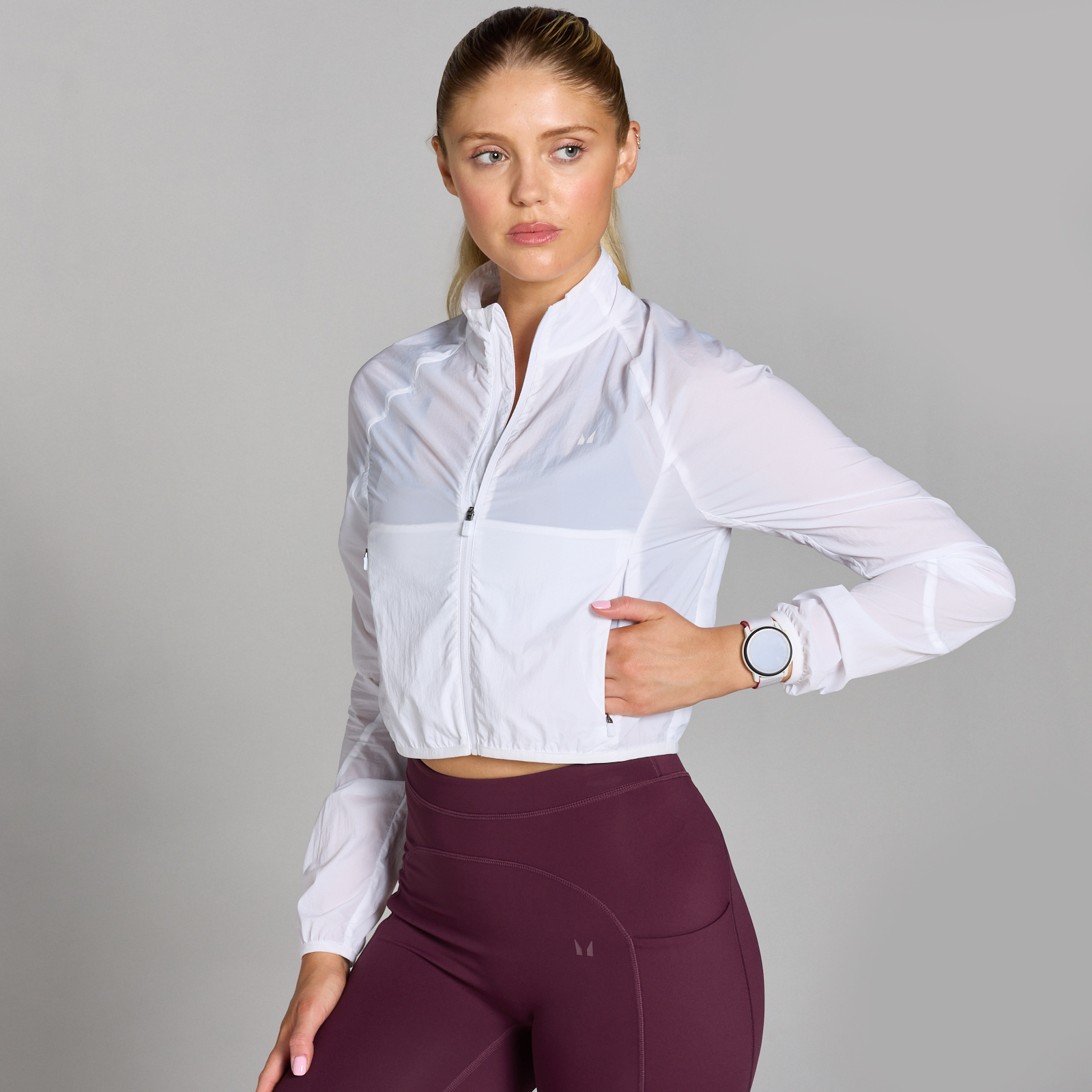 MP Women's Velocity Slim Fit Cropped Windbreaker - White - L