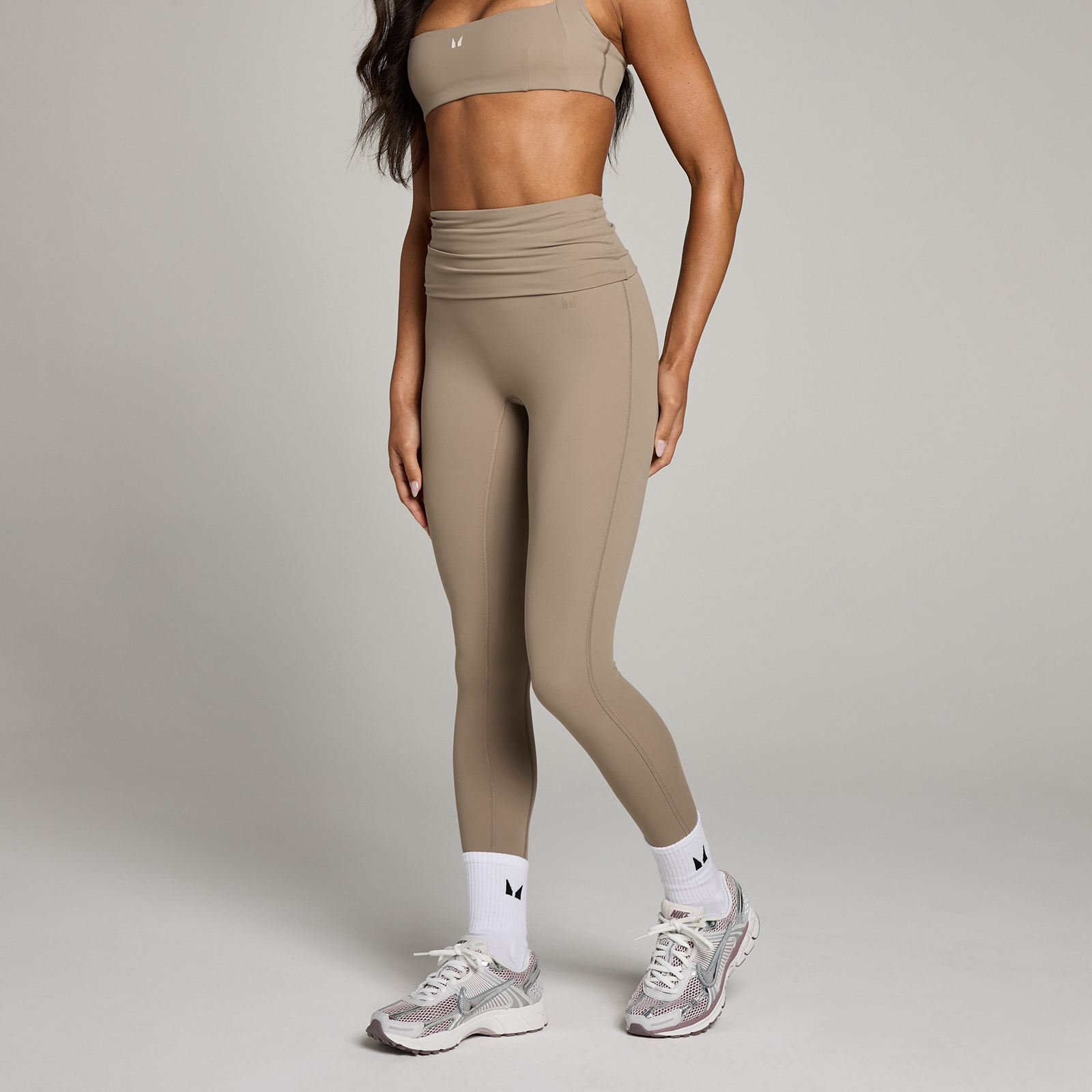 MP Women's Studio Fold Over Legging - Light Taupe - L