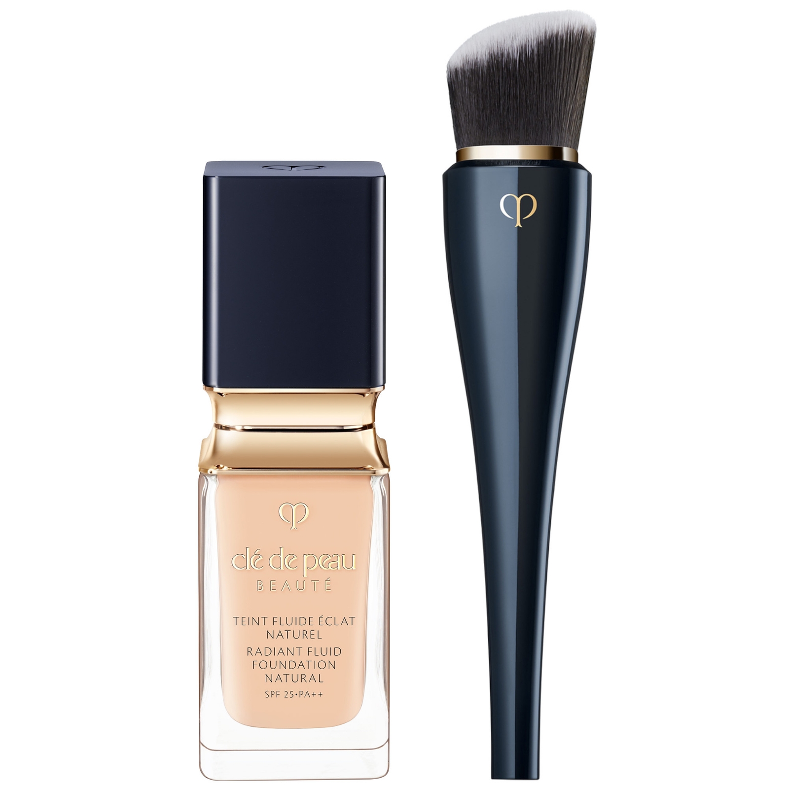 Shop Clé De Peau Beauté Radiant Fluid Foundation Natural 35ml & High Coverage Foundation Brush (various S In O10