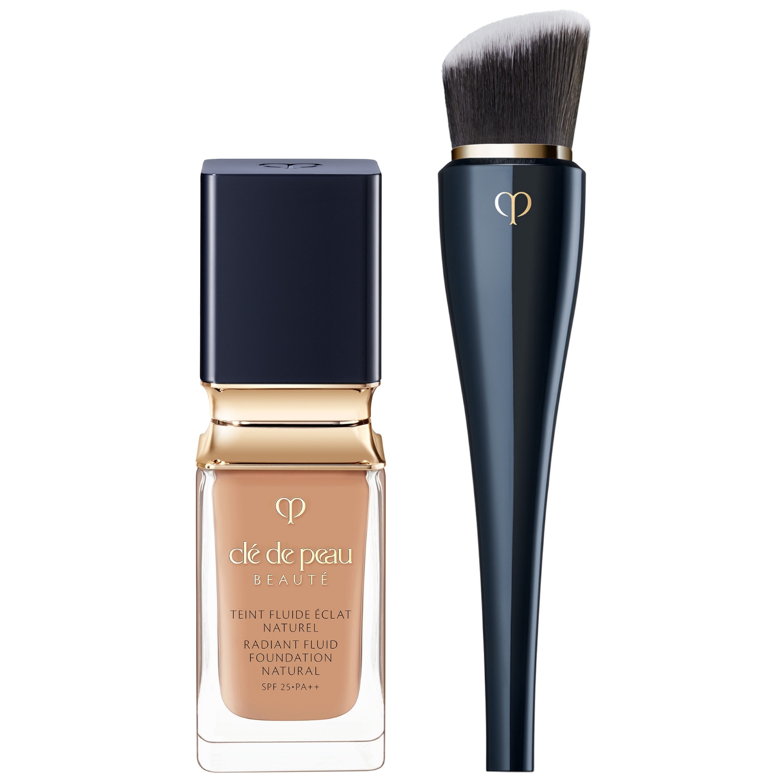 Shop Clé De Peau Beauté Radiant Fluid Foundation Natural 35ml & High Coverage Foundation Brush (various S In O50