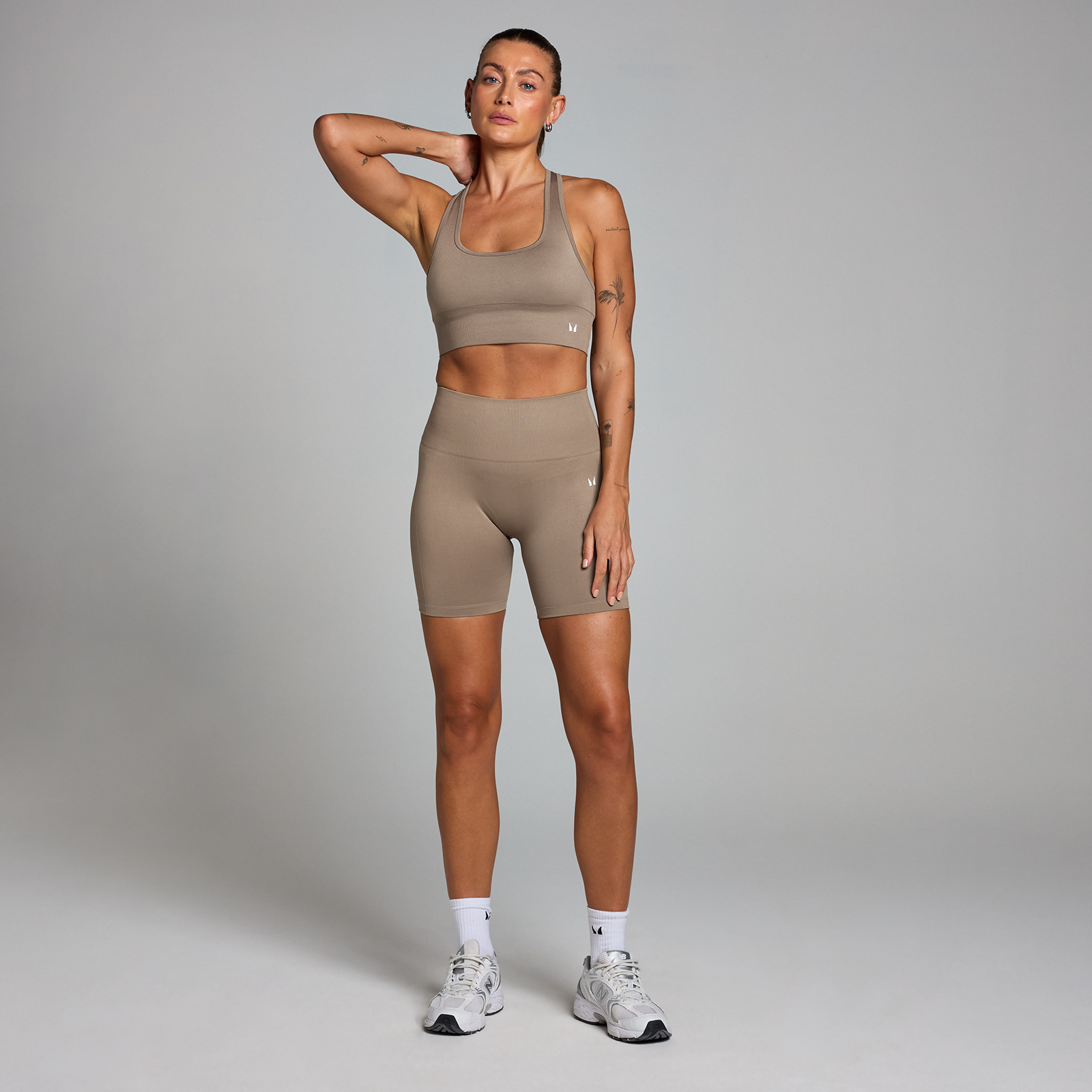 Thumbnail - MP Damen Shape Nahtlose Radlerhose – Helles Graubraun - XS