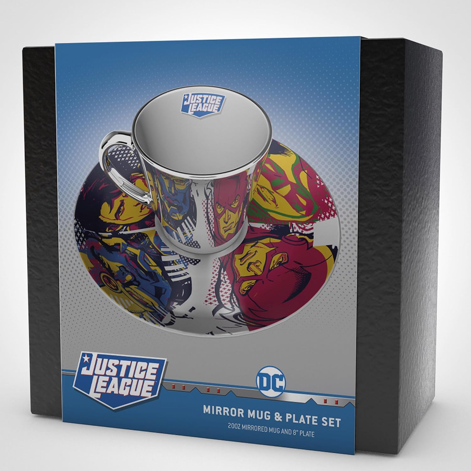 DC Comics Justice League Collectors Plate & Mirror Mug Set