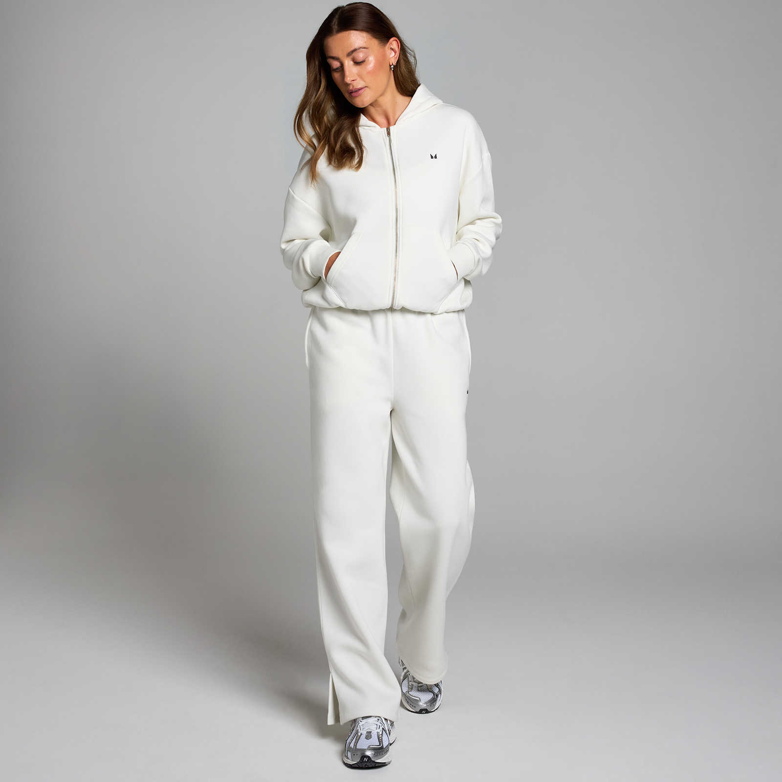 5059883385785 - Damen Basics Kapuzenpulli mit durchgehendem Reißverschluss – Wolke - M