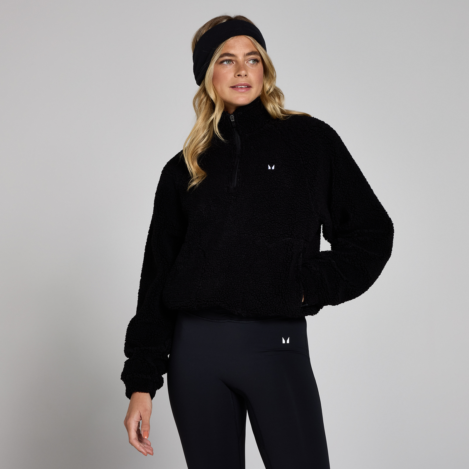 Myprotein UK MP Women's Cropped Borg 1/4 Zip Fleece - Black - M