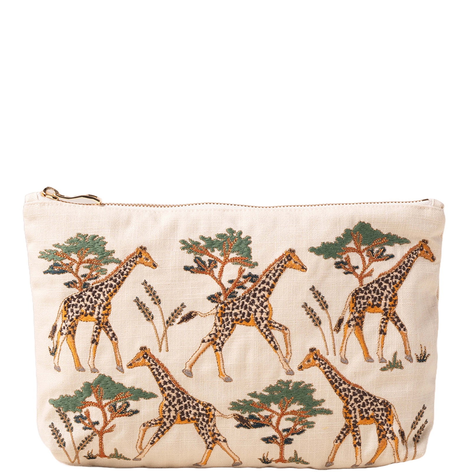

Elizabeth Scarlett Giraffe Herd Cream Cotton Everyday Pouch
