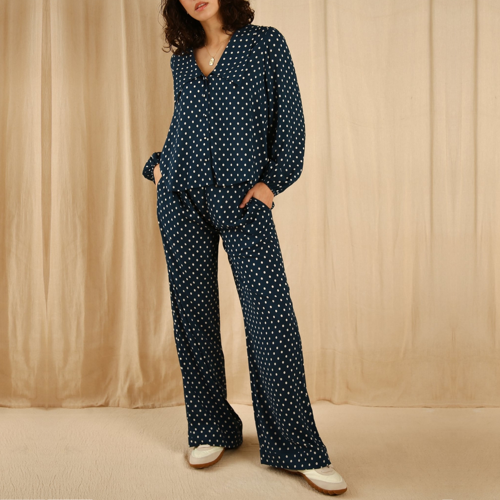 it's 9pm Frenchie Polka Dot Rayon Pyjama Set