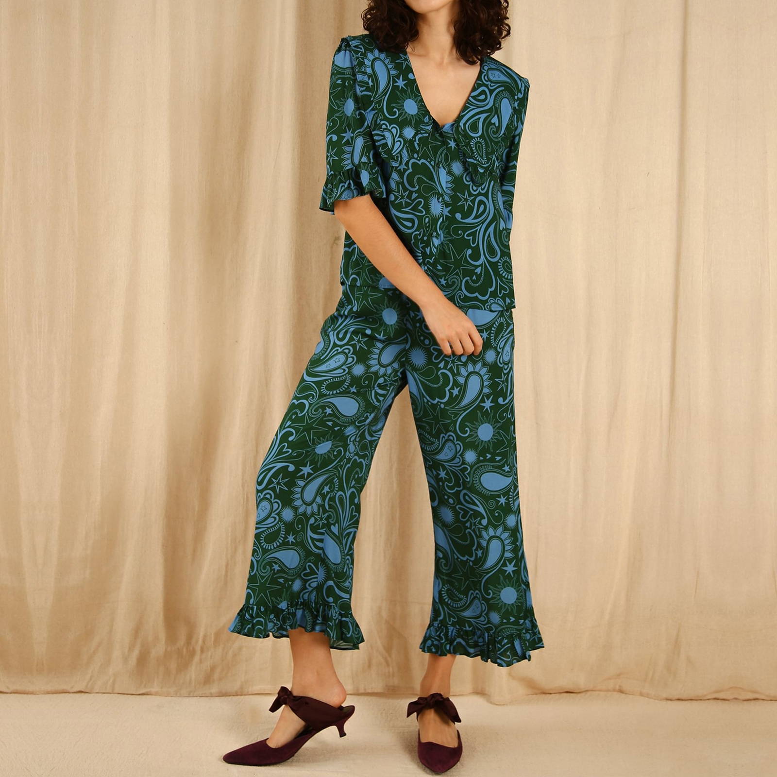 it's 9pm Selene Paisley-Print Woven Pyjama Set - 12