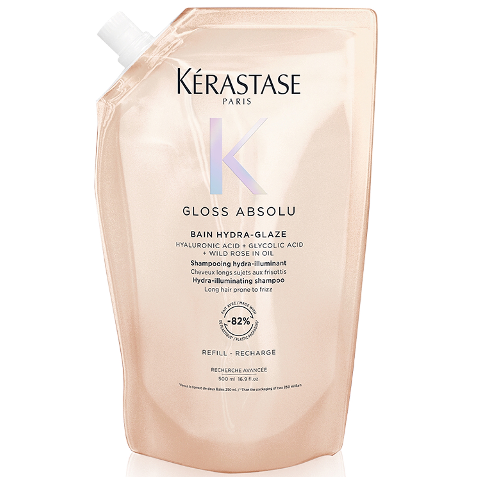 Image of Kérastase Gloss Absolu Refill Pouch Shampoo with Glycolic Acid, Hyaluronic Acid and Wild Rose in Oil 500ml051