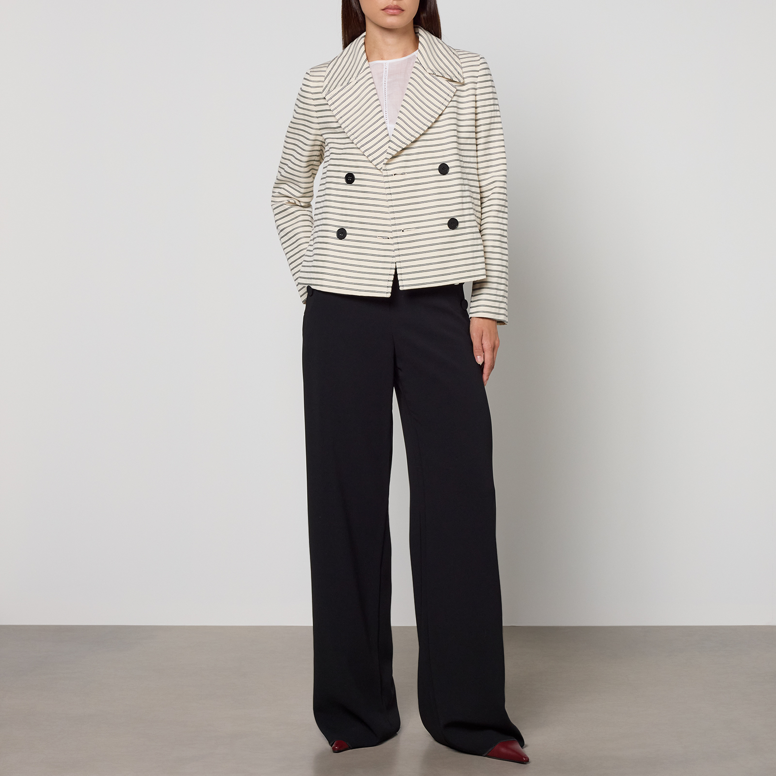 Max Mara Studio Assuan Striped Cotton Ottoman Blazer - UK 6