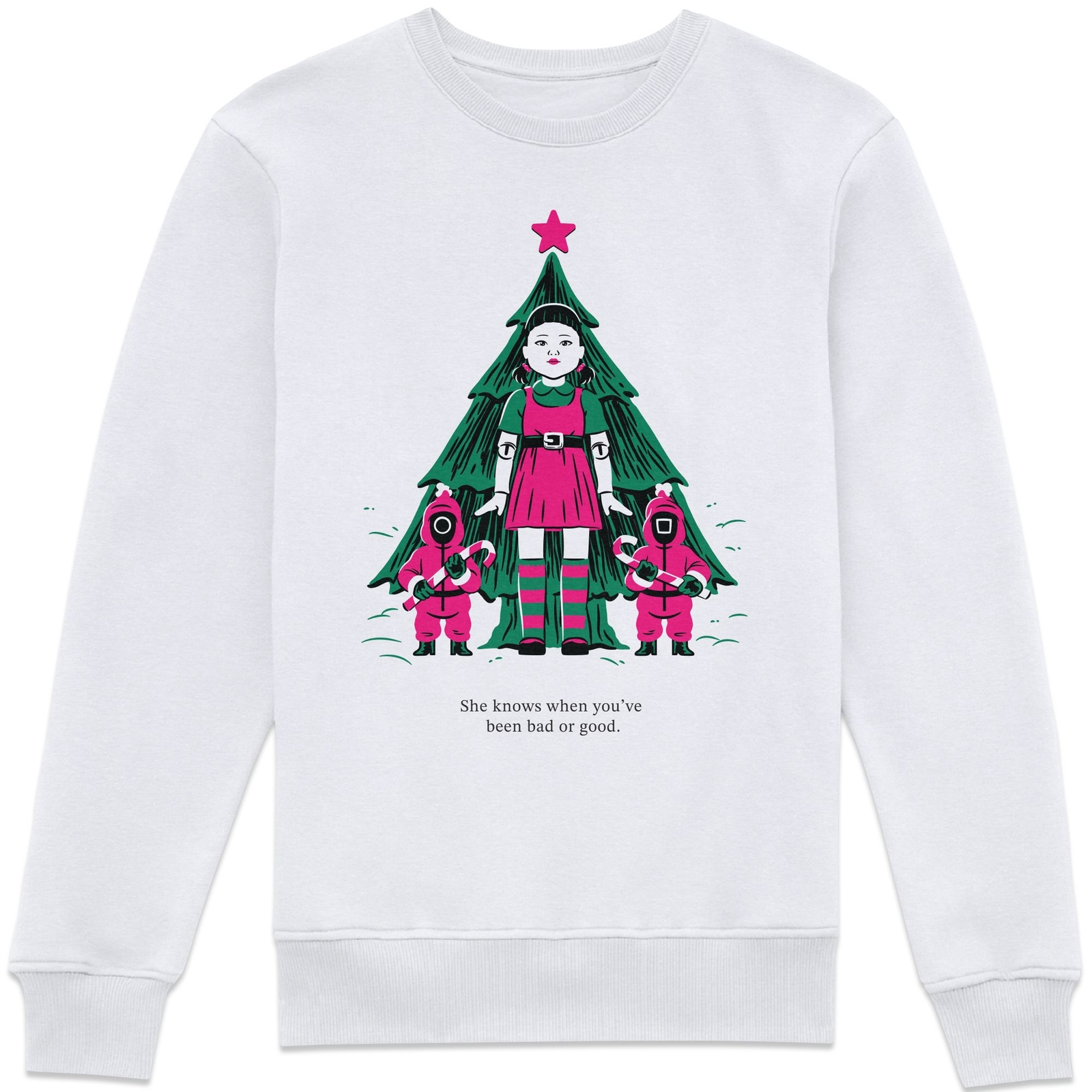 Squid Game She Knows If You've Been Bad Or Good Sweatshirt - White - L
