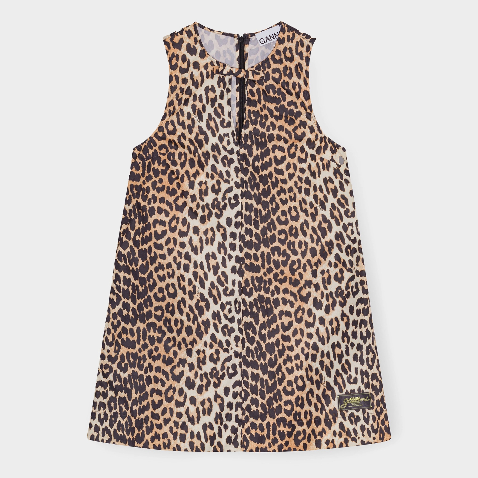 Ganni Leopard-Print Nylon Mini Dress - UK 6