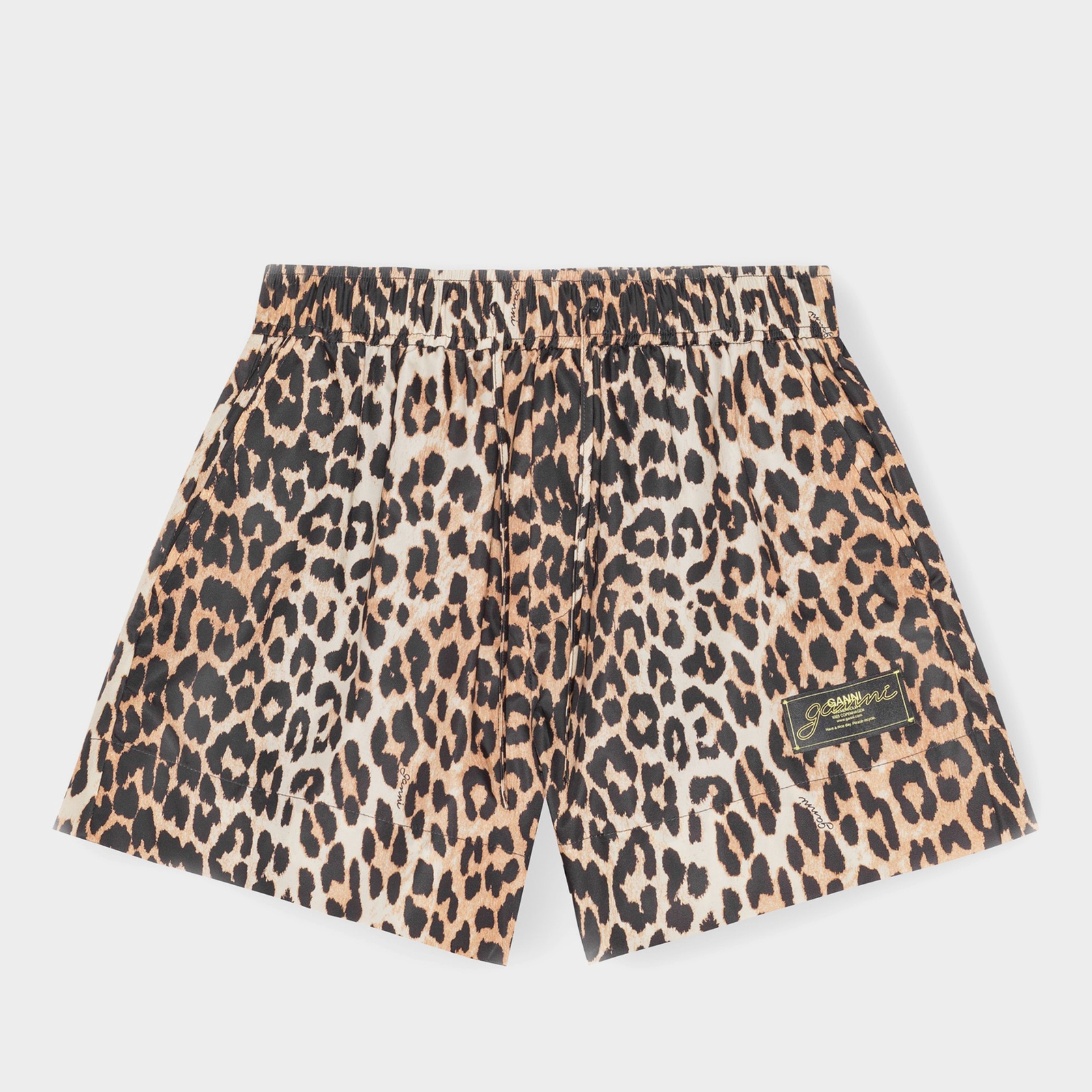 Ganni Duchesse Leopard-Print Nylon Shorts - UK 10