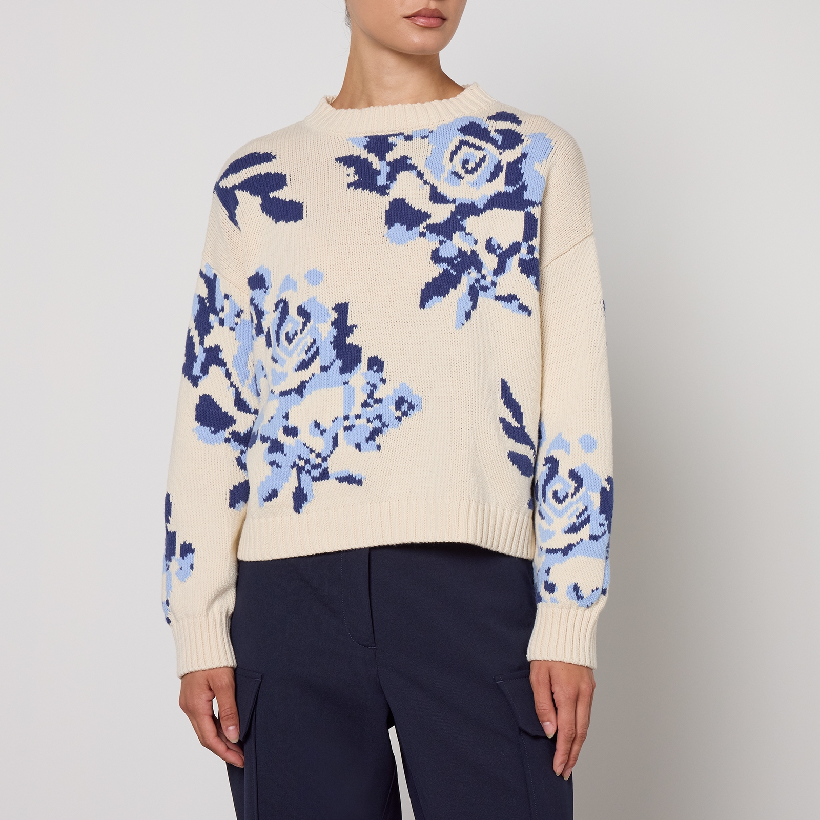 Weekend Max Mara Fabian Cotton-Blend Intarsia-Knit Jumper - XS
