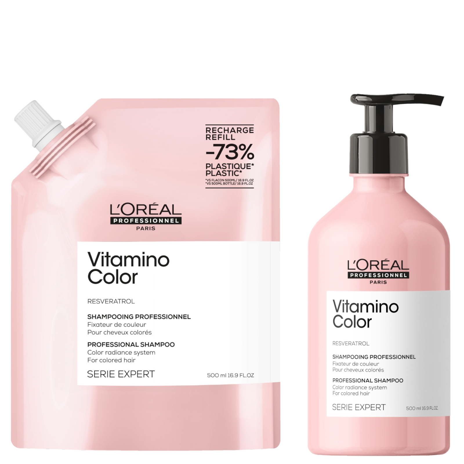 Image of L’Oréal Professionnel Vitamino Color Shampoo 500ml and Refill Pack 500ml for colourosso hair051