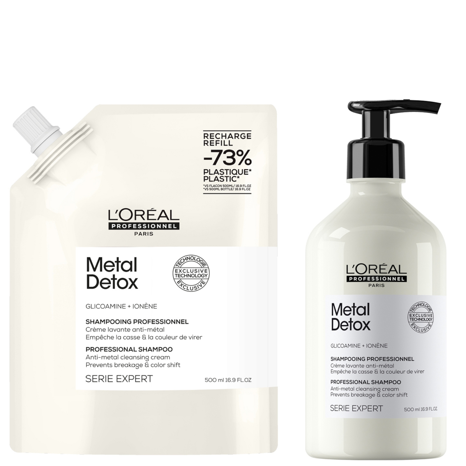 Image of L’Oréal Professionnel Metal Detox Shampoo 500ml and Refill Pack 500ml for breakage & colour protection051