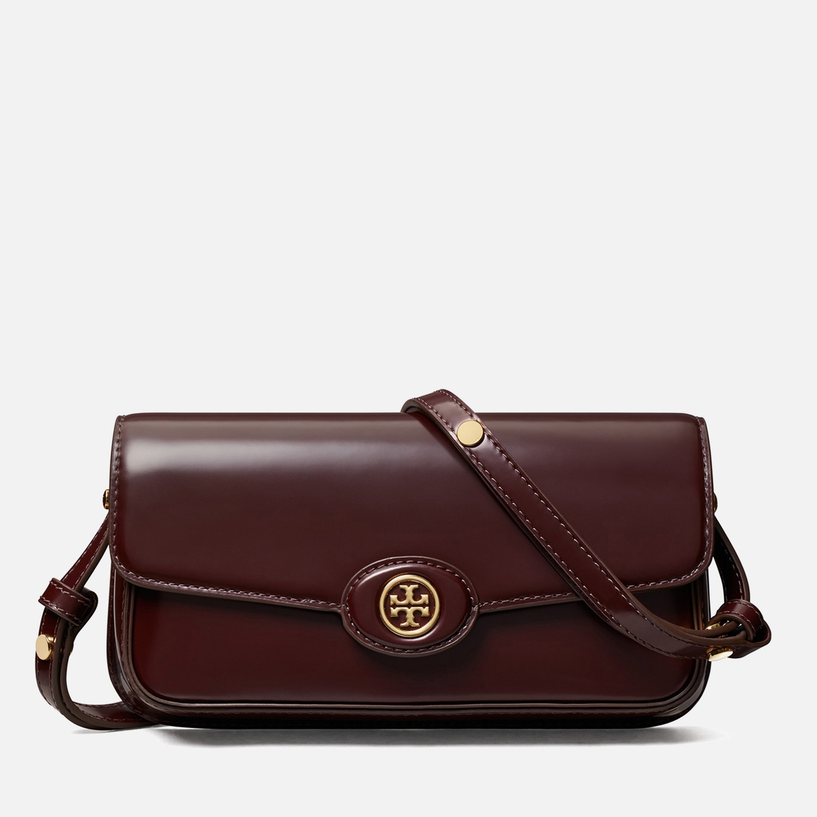 Tory Burch Robinson Spazzolato Patent Leather Shoulder Bag