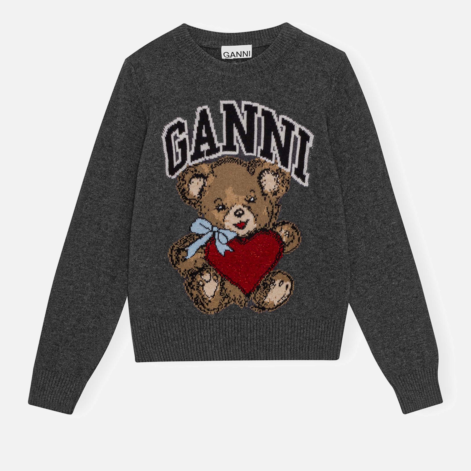 Ganni Graphic Bear Wool-Blend Knit Jumper - L