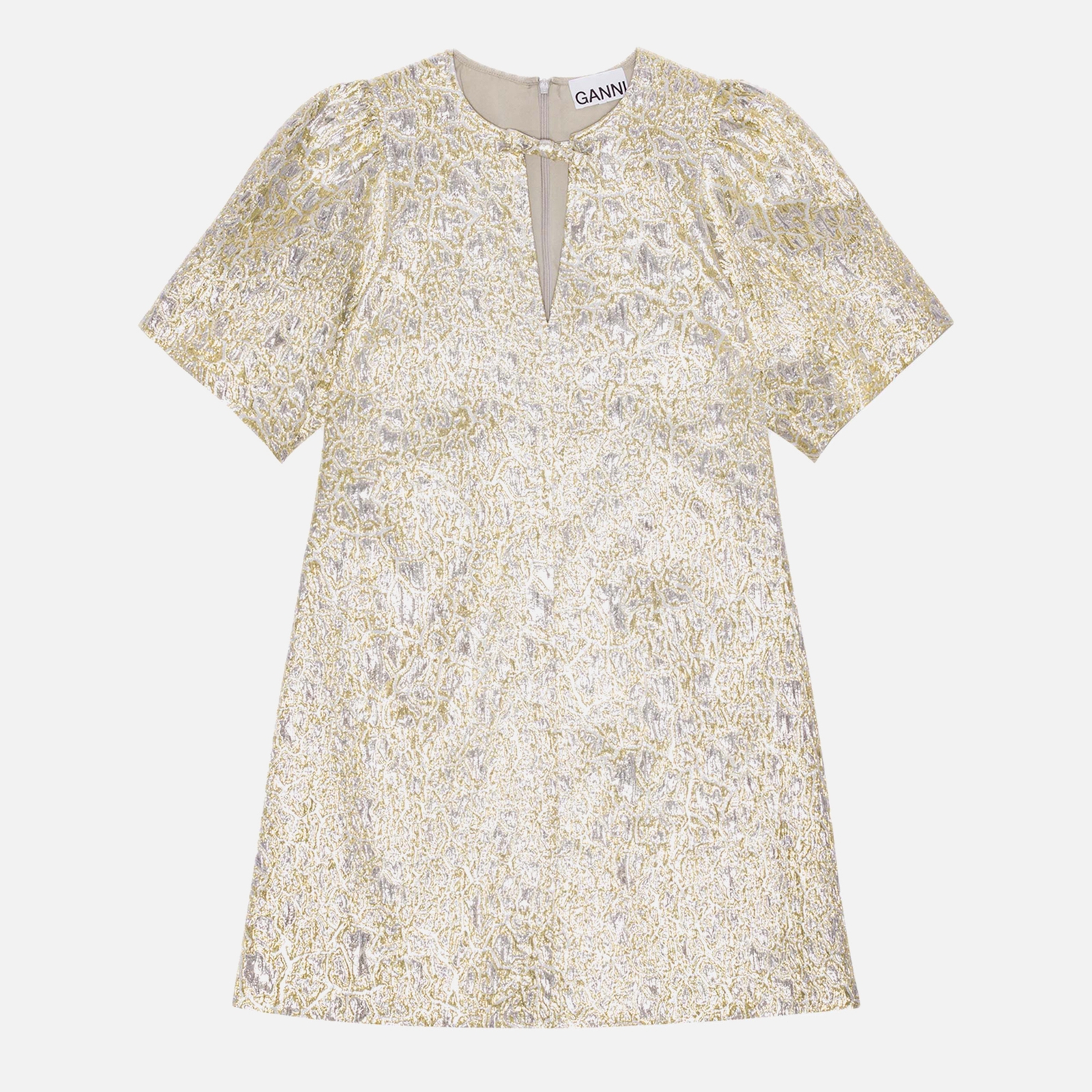 Ganni Metallic Cloqué Mini Dress