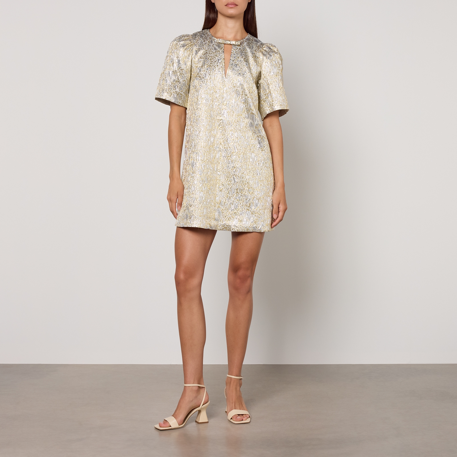 Ganni Metallic Cloqué Mini Dress