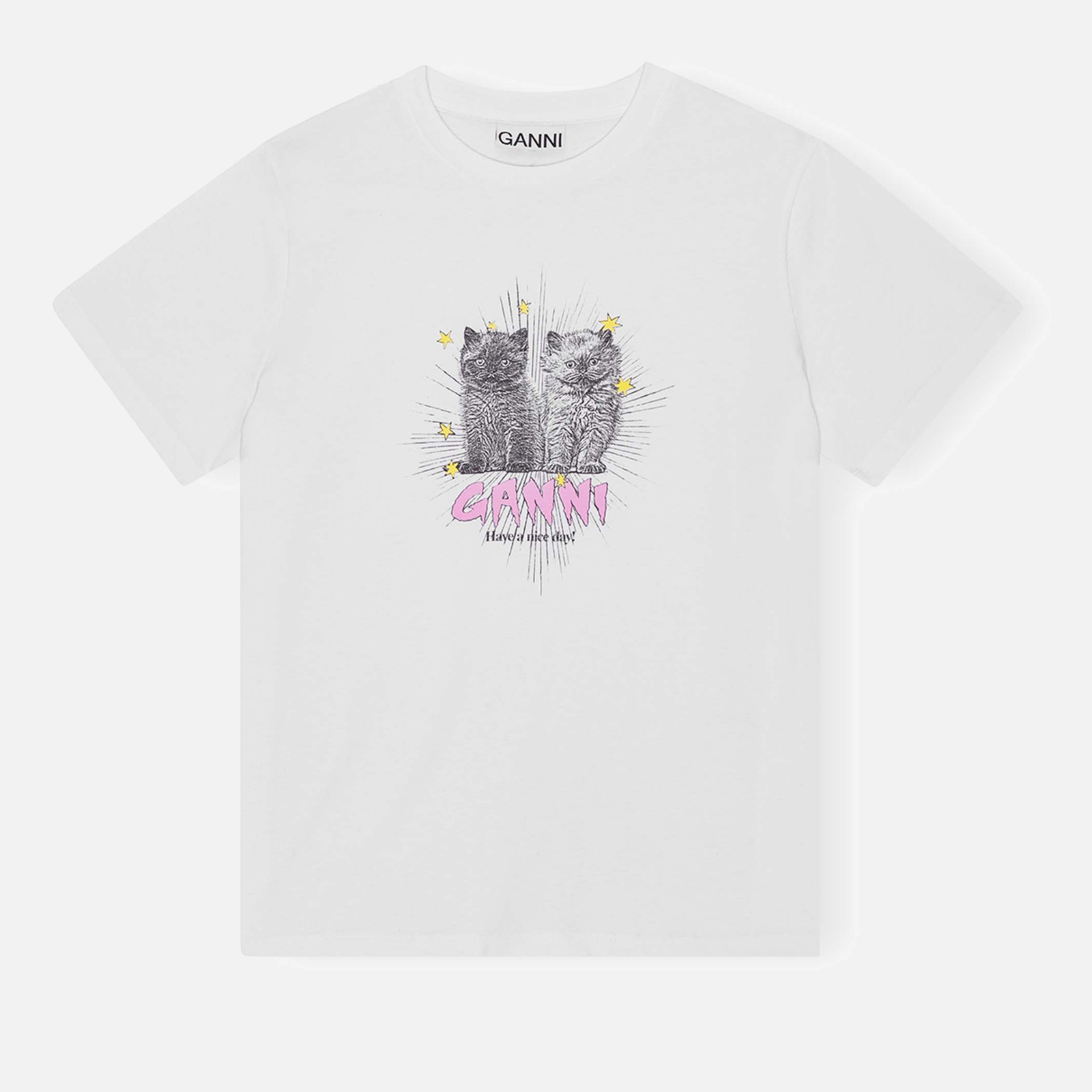 Ganni Kittens Relaxed Organic Cotton-Jersey T-shirt - XS