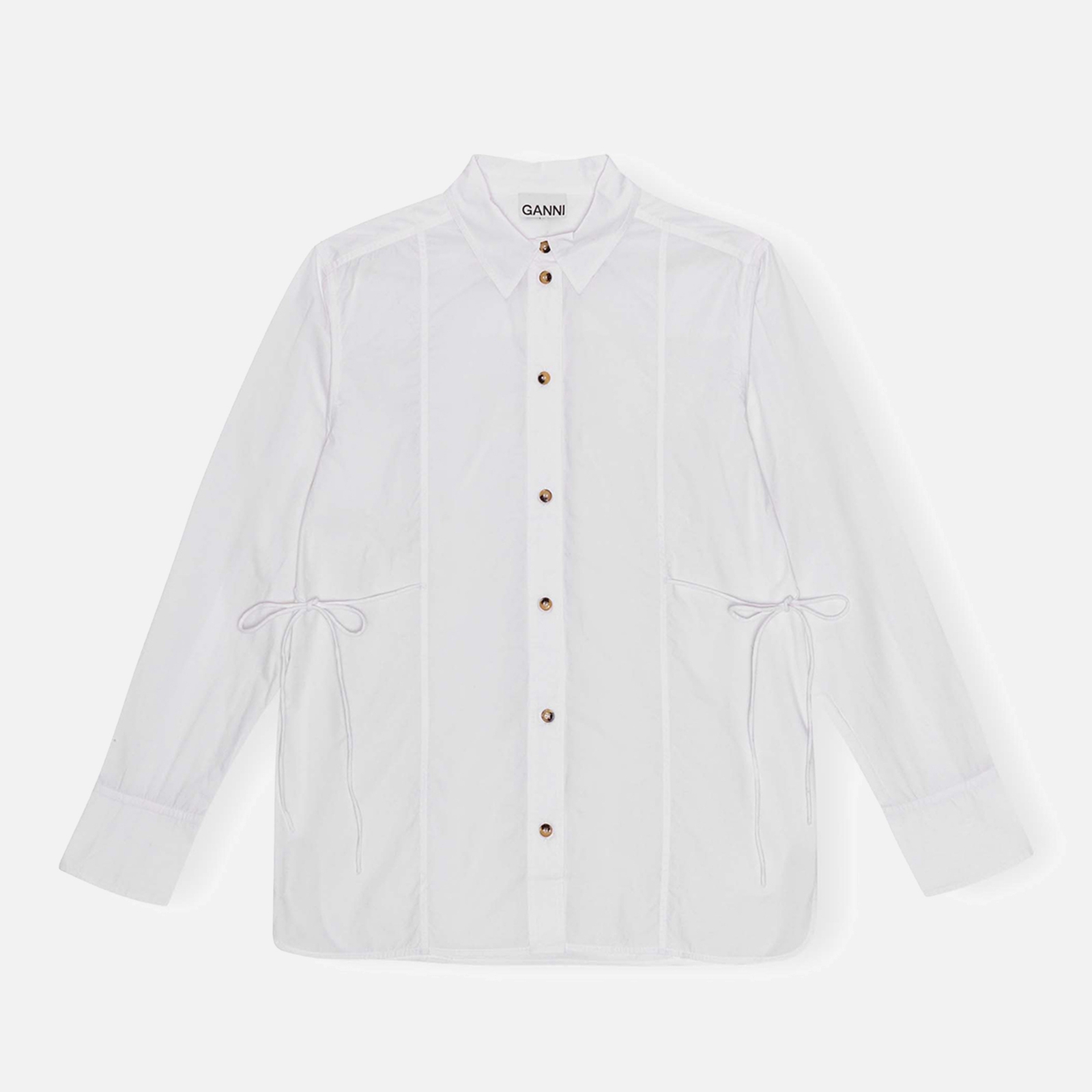Ganni Cotton Poplin Oversized Tie String Shirt - UK 6