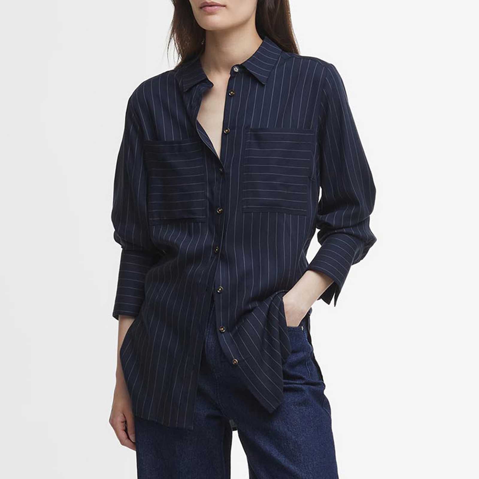 Barbour Carrie Pinstriped Lyocell Shirt - 10