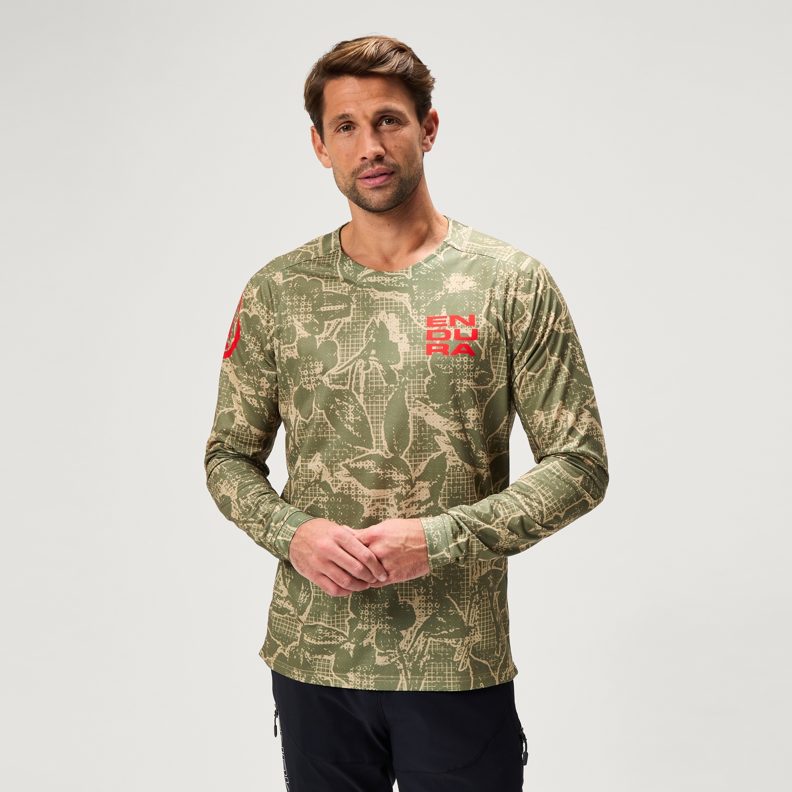Endura Men's Ltd Grid Floral L/S Tee - Tweed Green | Extra 10% off first order.
