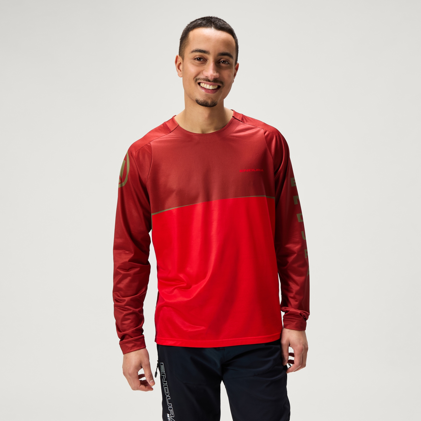 Endura Men's SingleTrack Core Print L/S Tee - Flame Red | Extra 10% off first order.