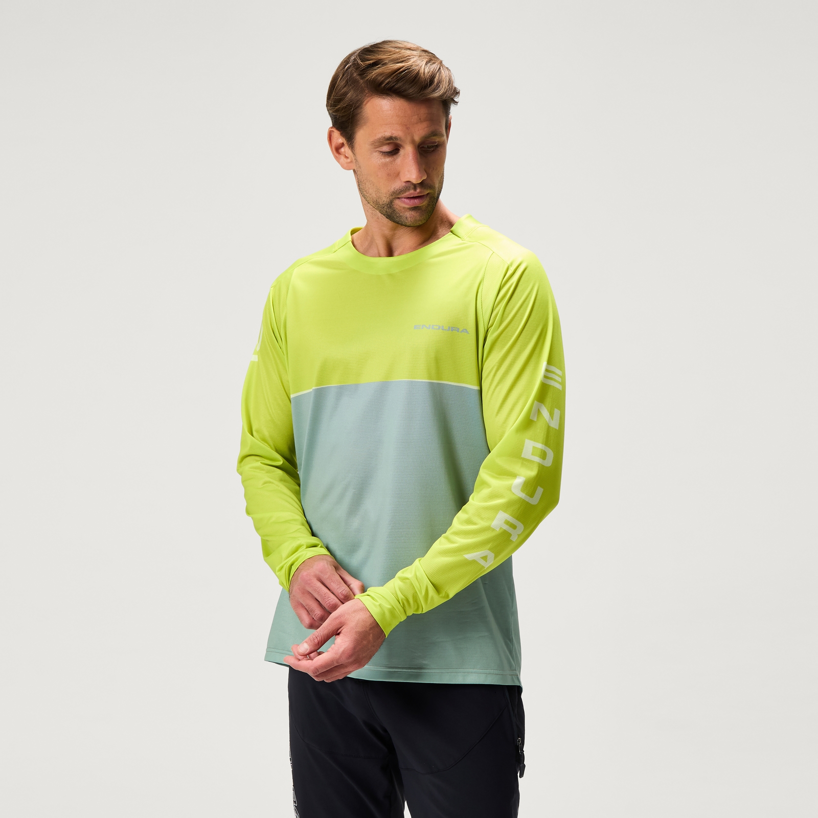 Endura Men's SingleTrack Core Print L/S Tee - Lime Green | Extra 10% off first order.
