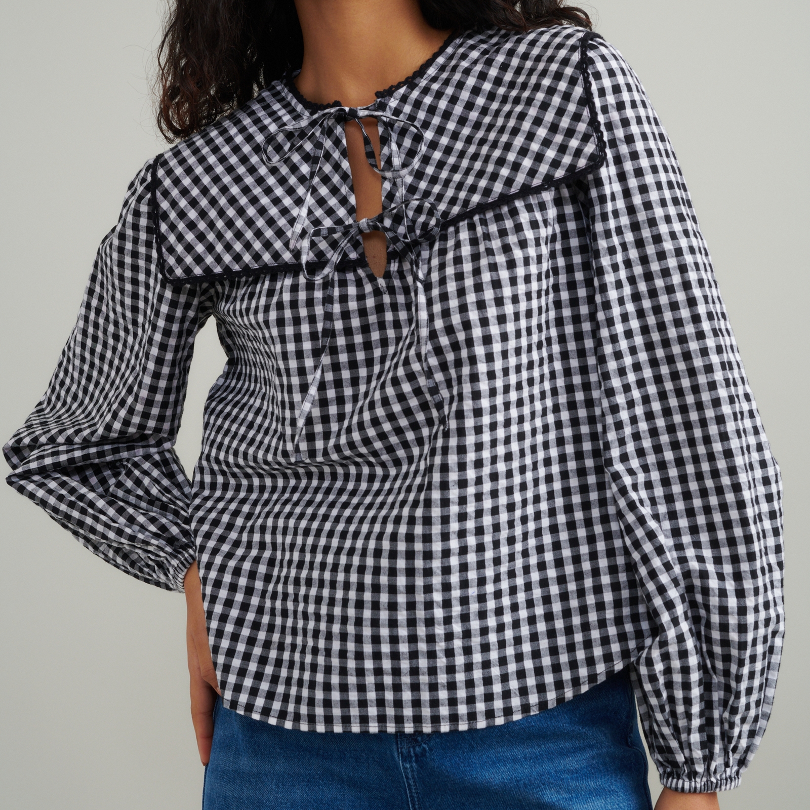Nobody's Child Bridy Gingham Seersucker Blouse - UK 6